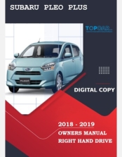 SUBARU PLEO PLUS 2018-2019 OWNERS MANUAL IN ENGLISH